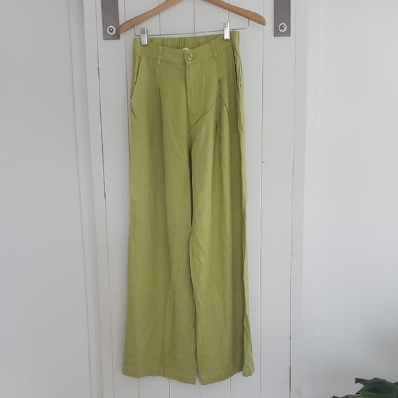 Solia The Label Pants - Solia The Label Green Wide-Leg Pants